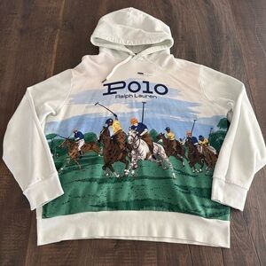 $248 POLO RALPH LAUREN Vtg Equestrian Match Hoodie XL Alpine Bear Ski Sport USA